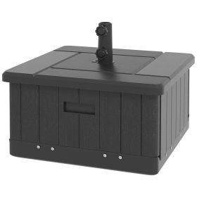3-in-1 Outdoor Umbrella Base with Wheels and Handles, End Table, Flower Box Planter with Hole, 175 lbs. Capacity, Black