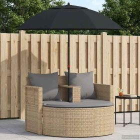 Garden Sofa with Cushion 8 pcs Beige and Light Grey Poly Rattan